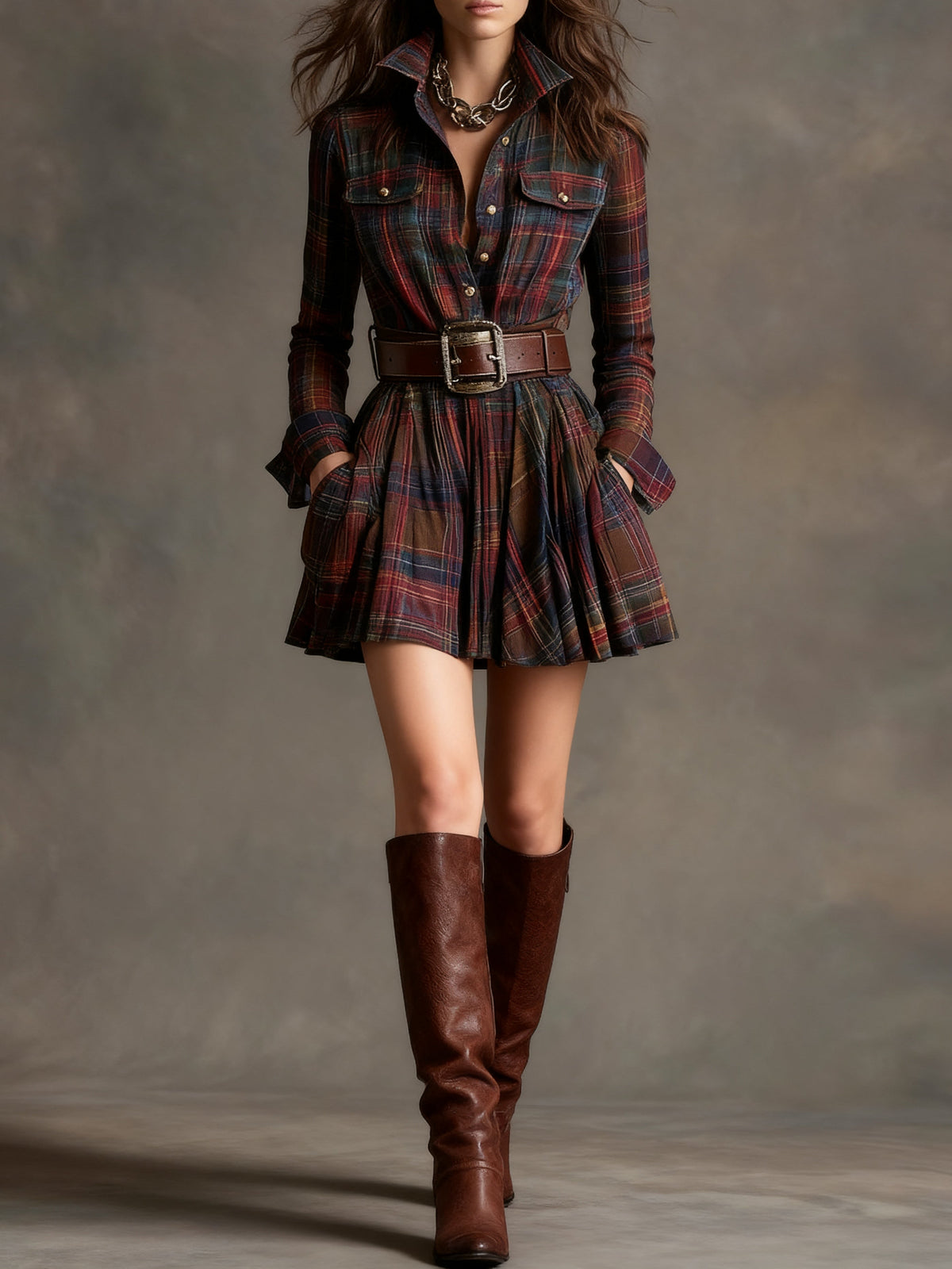 Cinnamon | Check Mini Dress
