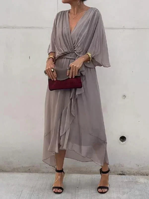 V-Neck Chiffon Dress