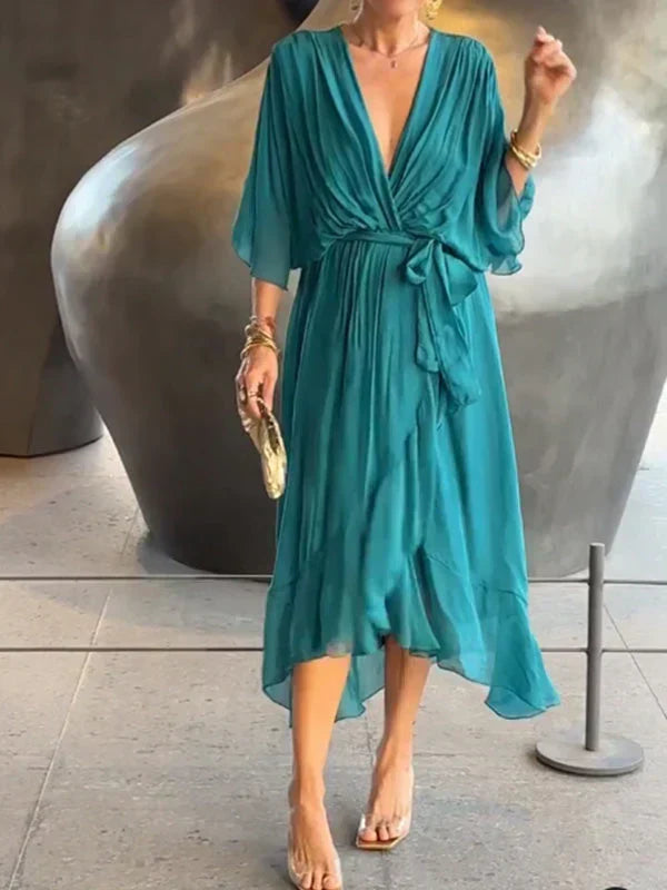V-Neck Chiffon Dress