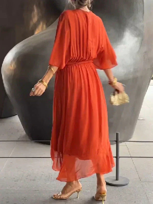 V-Neck Chiffon Dress